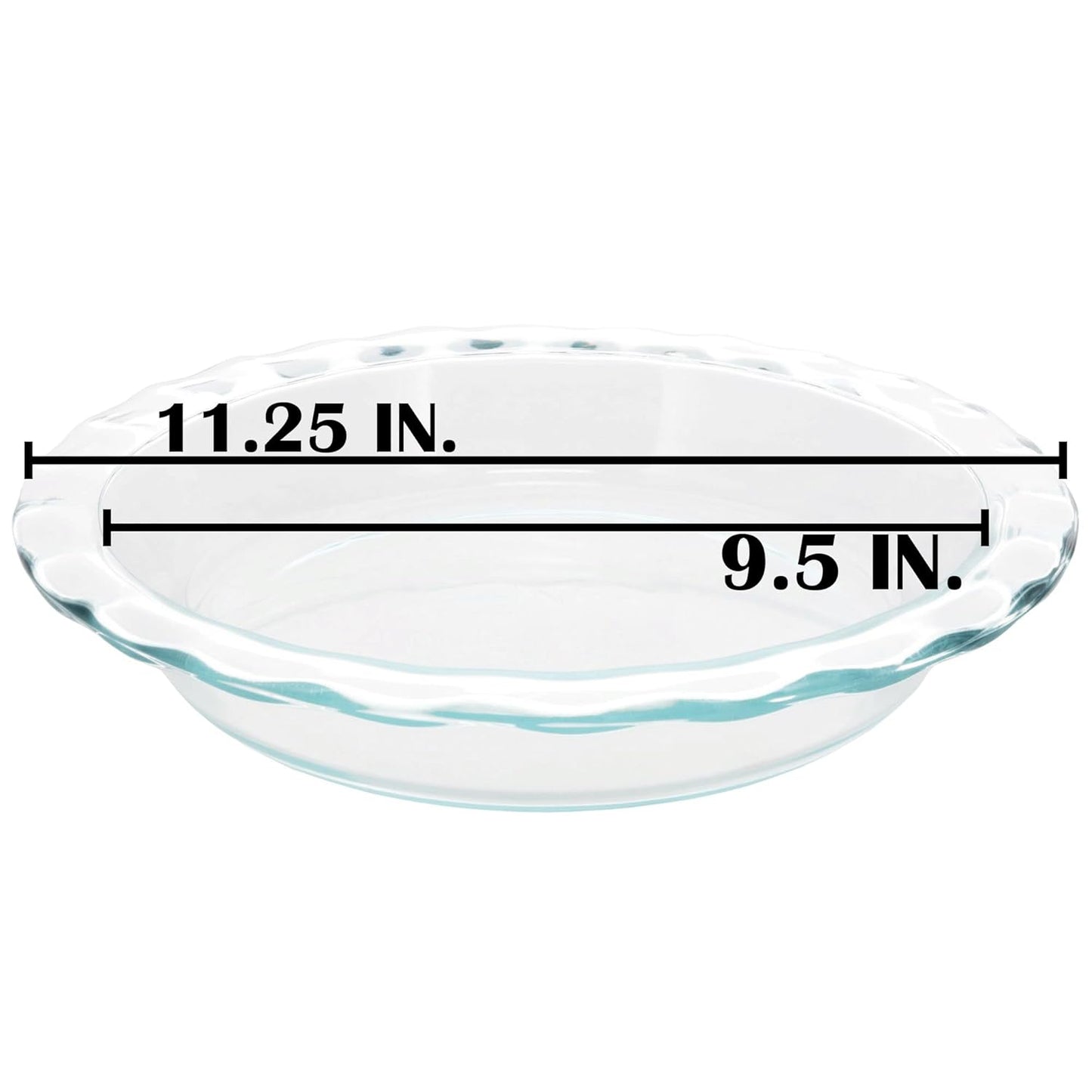 Clear Fluted Rim Glass Pie Plate 9.5 in x 1.6 in (24 cm)