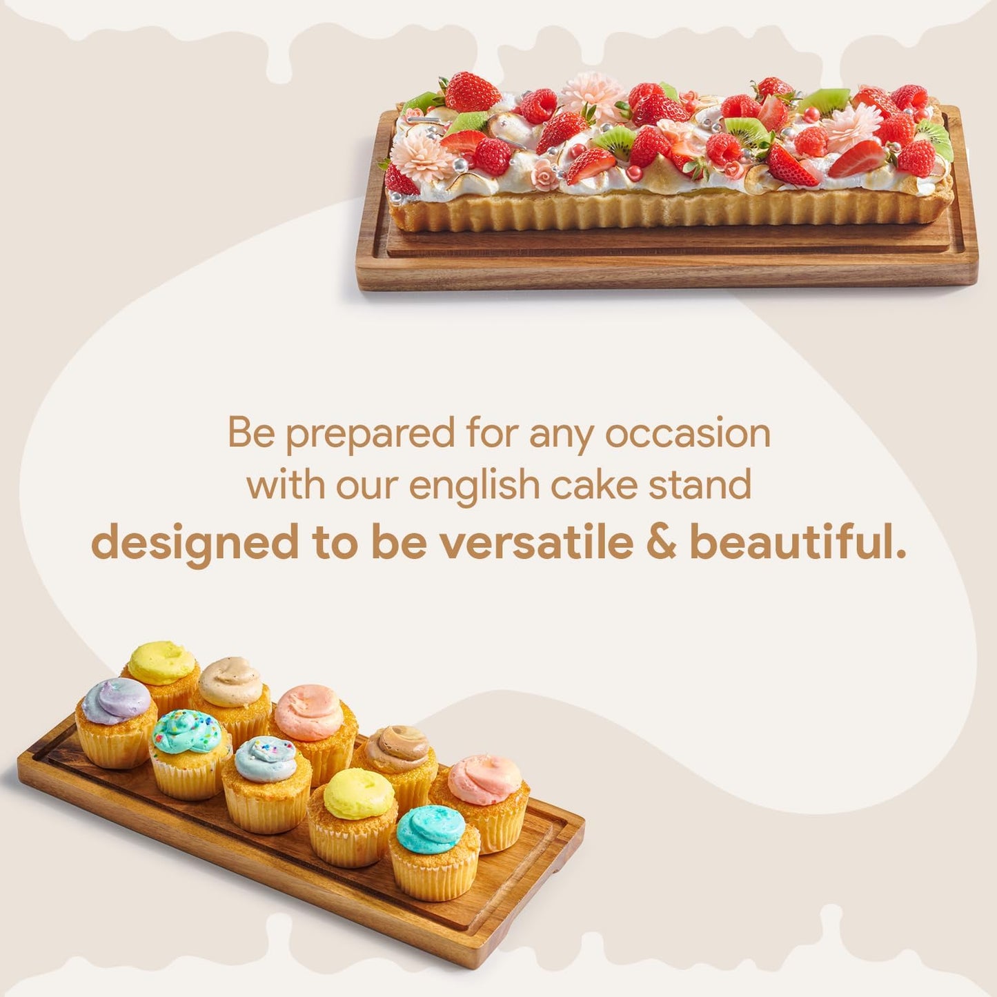 Wood Dessert Stand with Lid By Crystallea