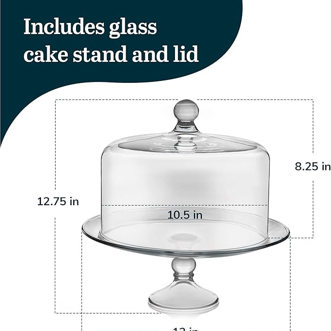 Glass Cake Stand with Dome Lid by Crystallea