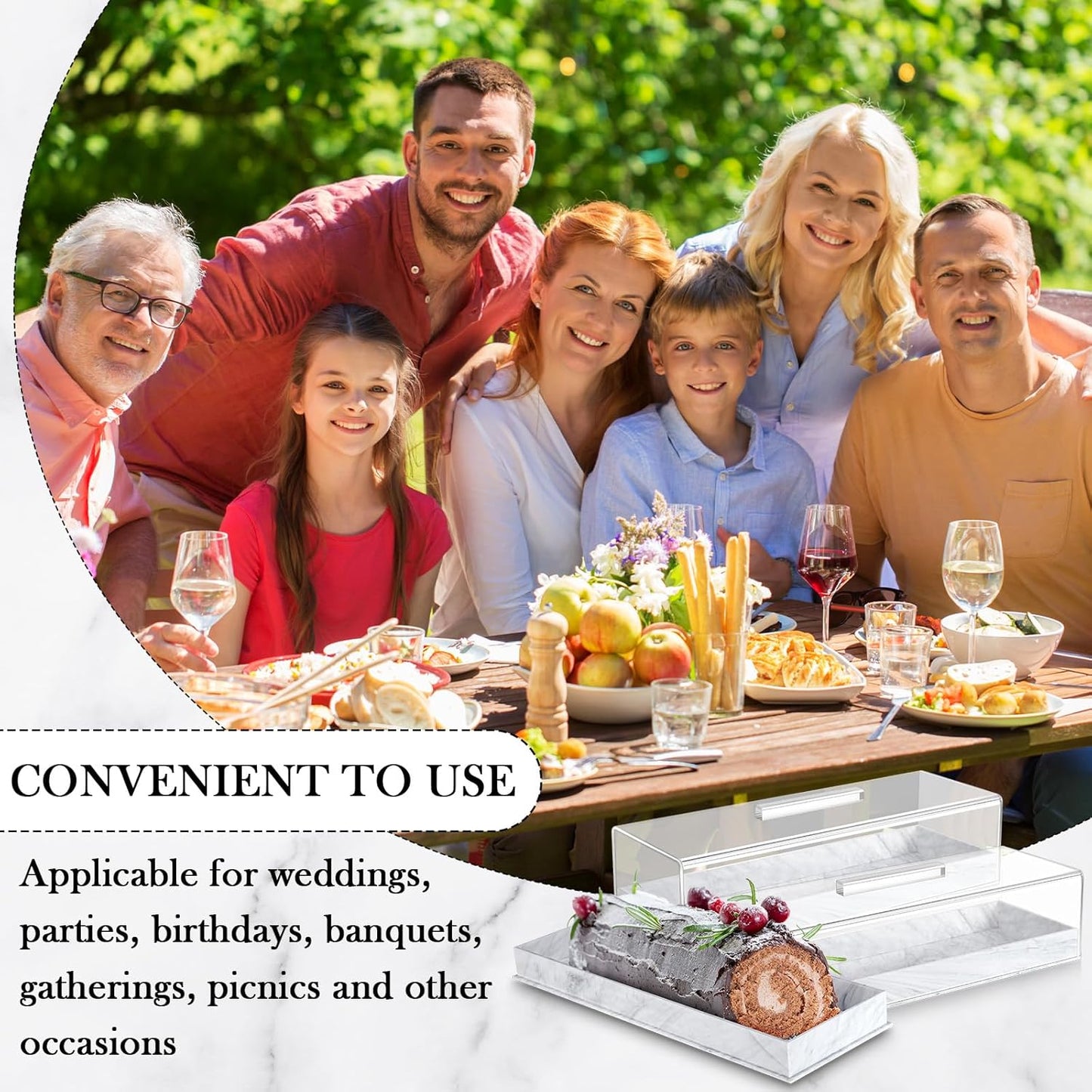 Crystallea 2 Pcs Rectangular Serving Tray with Lid - Grey.