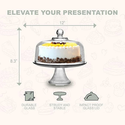 Glass Cake Stand with Dome – Classic Style By Crystallea