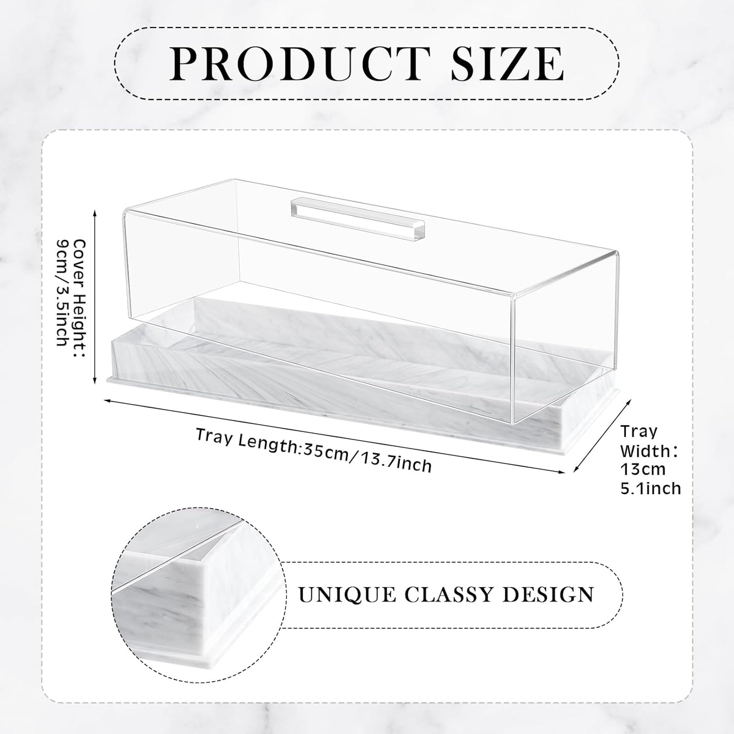 Crystallea 2 Pcs Rectangular Serving Tray with Lid - Grey.