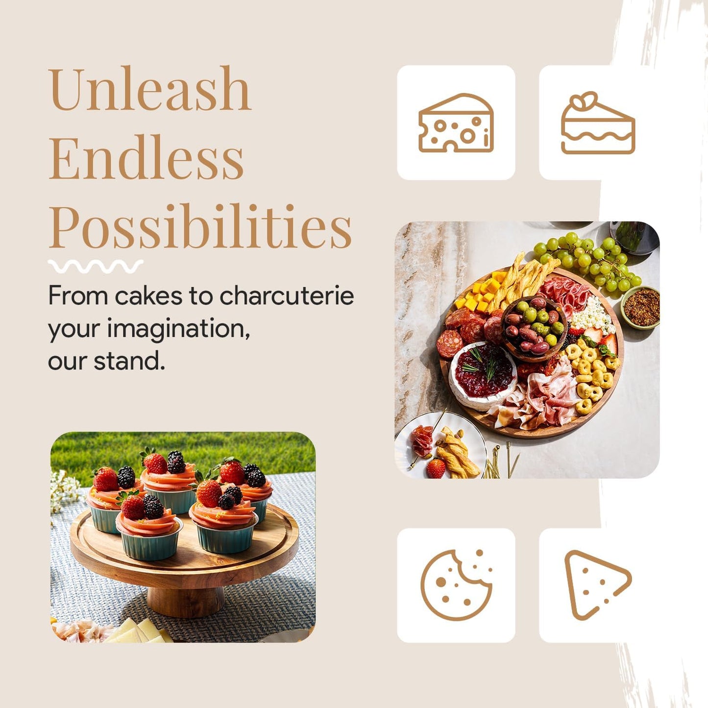 Wood Christmas Cake Stand with Dome Lid by Crystallea