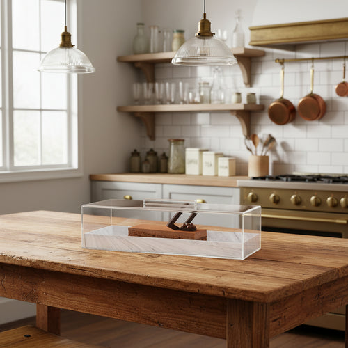 Crystallea 2 Pcs Rectangular Serving Tray with Lid - Grey.