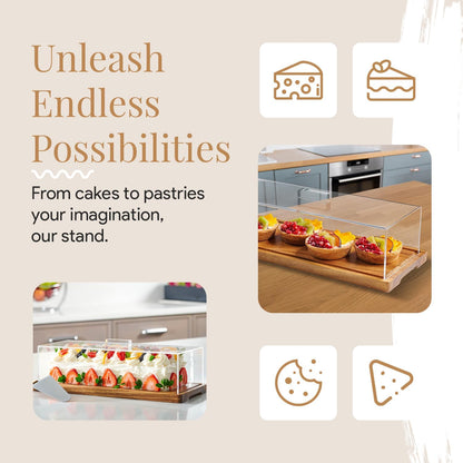 Wood Dessert Stand with Lid By Crystallea