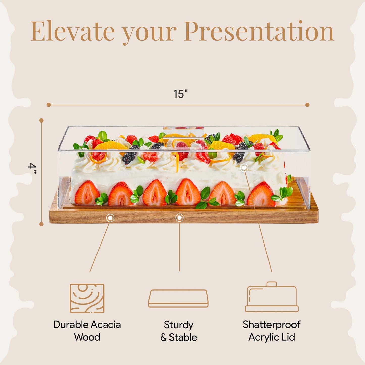 Wood Dessert Stand with Lid By Crystallea