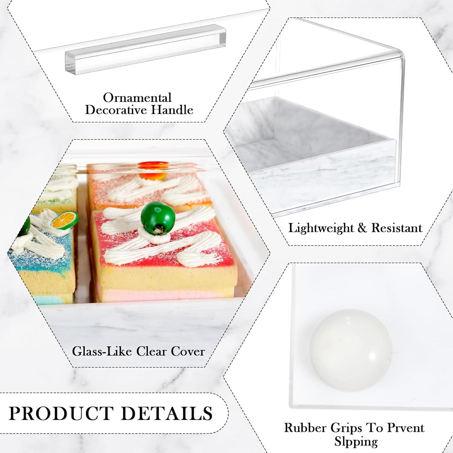 Crystallea 2 Pcs Rectangular Serving Tray with Lid - Grey.