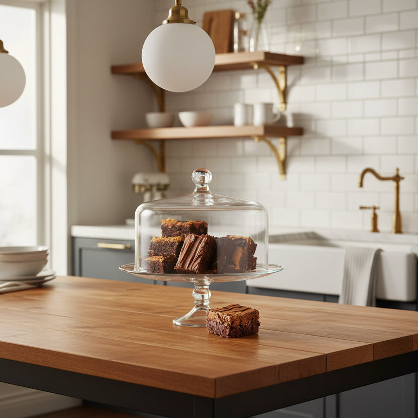 Glass Cake Stand with Dome Lid by Crystallea