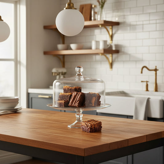 Glass Cake Stand with Dome Lid by Crystallea