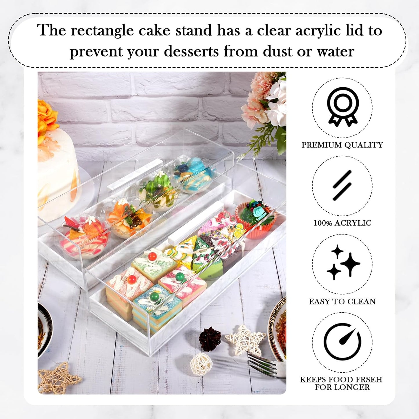 Crystallea 2 Pcs Rectangular Serving Tray with Lid - Grey.