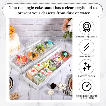 Crystallea 2 Pcs Rectangular Serving Tray with Lid - Grey.