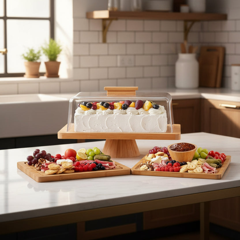 Multifunctional Cake Stand with Acrylic Dome by Crystallea