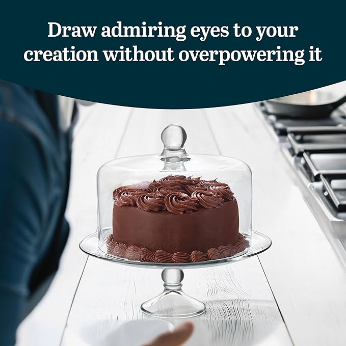 Glass Cake Stand with Dome Lid by Crystallea